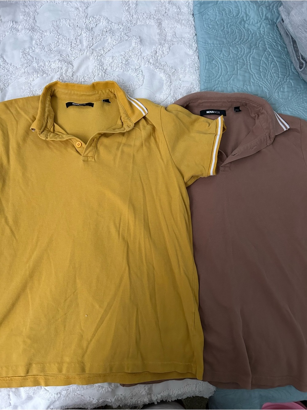 Fashion Nova Men's Polo Duo – Mustard Yellow & Brown